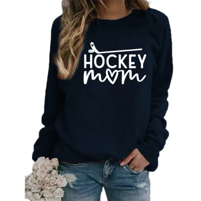 Women Fashion Casual Mom Printed Round Neck Long-Sleeve Sweatshirt