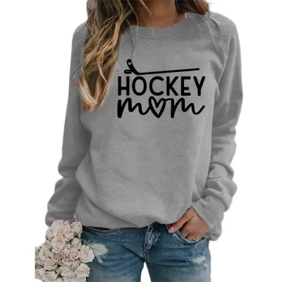 Women Fashion Casual Mom Printed Round Neck Long-Sleeve Sweatshirt