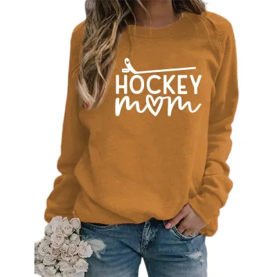 Women Fashion Casual Mom Printed Round Neck Long-Sleeve Sweatshirt