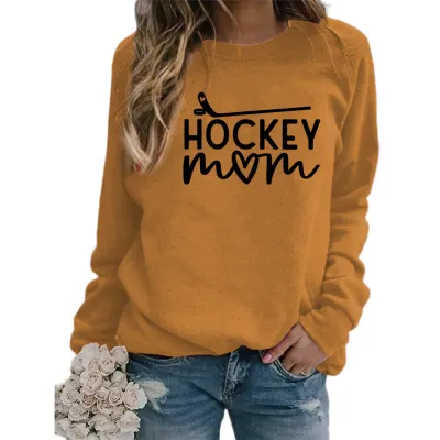 Women Fashion Casual Mom Printed Round Neck Long-Sleeve Sweatshirt