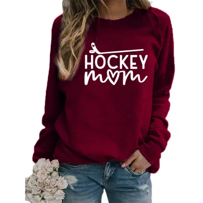 Women Fashion Casual Mom Printed Round Neck Long-Sleeve Sweatshirt
