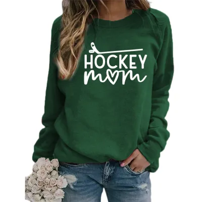 Women Fashion Casual Mom Printed Round Neck Long-Sleeve Sweatshirt