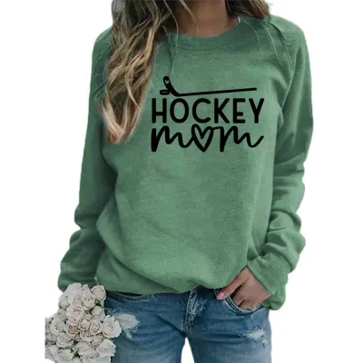Women Fashion Casual Mom Printed Round Neck Long-Sleeve Sweatshirt