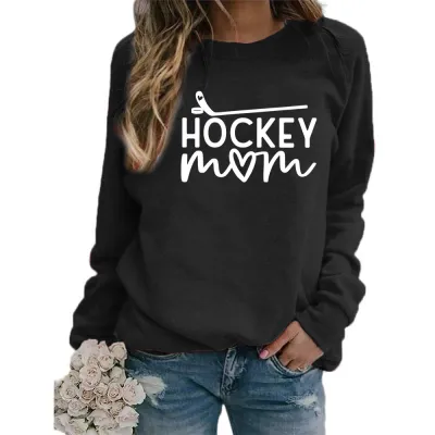 Women Fashion Casual Mom Printed Round Neck Long-Sleeve Sweatshirt