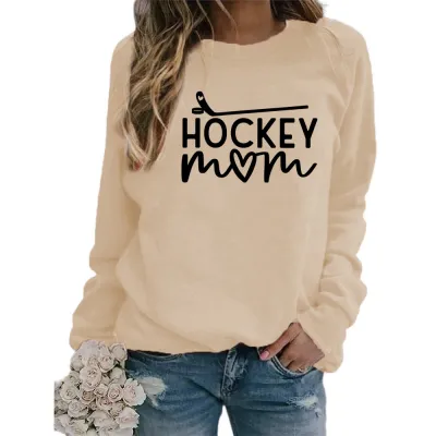 Women Fashion Casual Mom Printed Round Neck Long-Sleeve Sweatshirt