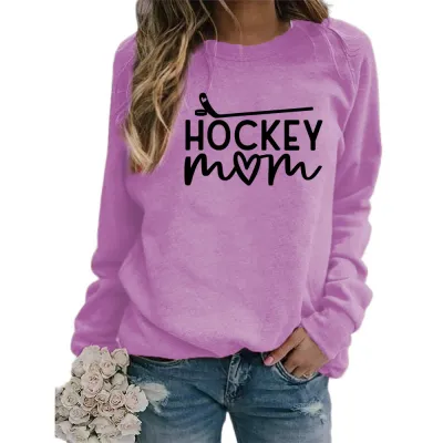 Women Fashion Casual Mom Printed Round Neck Long-Sleeve Sweatshirt