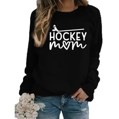Women Fashion Casual Mom Printed Round Neck Long-Sleeve Sweatshirt