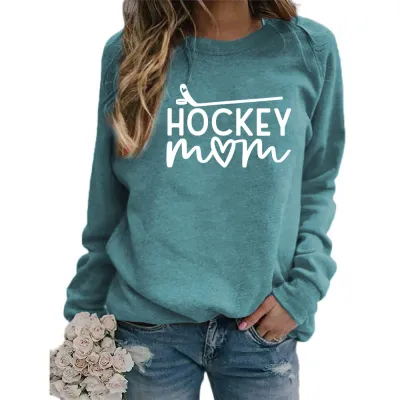 Women Fashion Casual Mom Printed Round Neck Long-Sleeve Sweatshirt