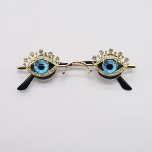 Women Fashion Creative Rhinestone Eye-Shaped Small Frame Sunglasses