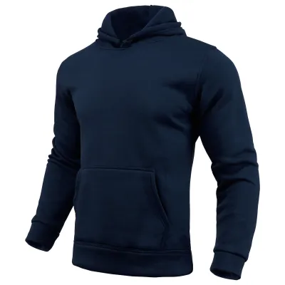 Men Casual Solid Color Customized Logo Fleece-Lined Hoodie