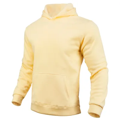 Men Casual Solid Color Customized Logo Fleece-Lined Hoodie