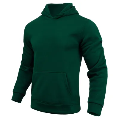 Men Casual Solid Color Customized Logo Fleece-Lined Hoodie