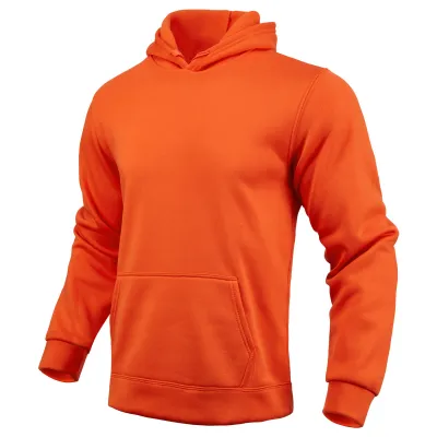 Men Casual Solid Color Customized Logo Fleece-Lined Hoodie