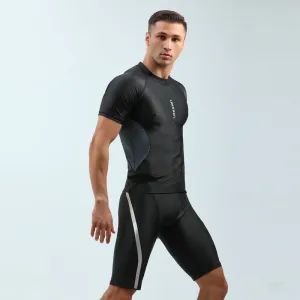 Men Casual Splicing Quick-Drying Swimwear Swimming Trunks Set