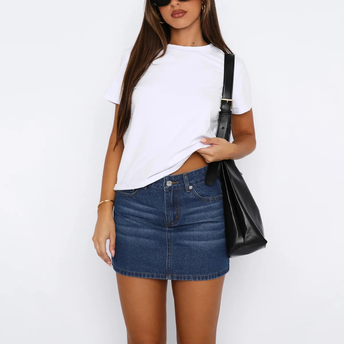 Women Fashion Sexy Simple Stretch Denim Skirt
