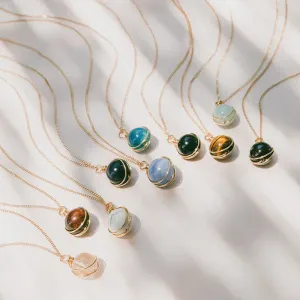 Women Fashion Natural Crystal Beads Pendant O-Chain Necklace