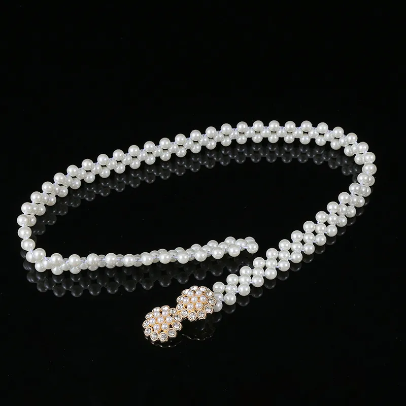 Women Fashion Elegant All-Match Elastic Beads Waist Chain Belt