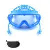 Large Frame Blue One-Piece Earplug Swimming Goggles (Zipper Box)