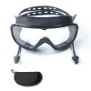 Large Frame Black One-Piece Earplug Swimming Goggles (Zipper Box)