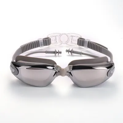 Fashion High-Definition Electroplating Anti-Fog Silicone Earplugs Swimming Goggles
