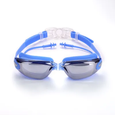 Fashion High-Definition Electroplating Anti-Fog Silicone Earplugs Swimming Goggles