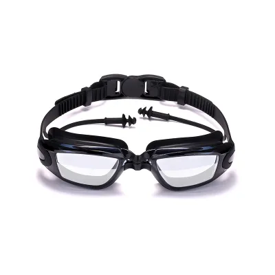 Fashion High-Definition Electroplating Anti-Fog Silicone Earplugs Swimming Goggles