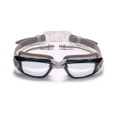 Fashion High-Definition Electroplating Anti-Fog Silicone Earplugs Swimming Goggles
