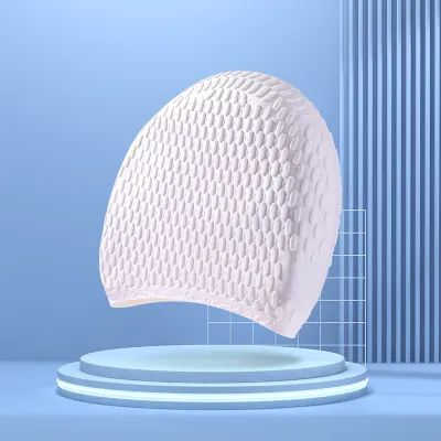 Fashion Solid Color Silicone Water Drop Swimming Cap for Women
