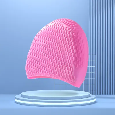 Fashion Solid Color Silicone Water Drop Swimming Cap for Women