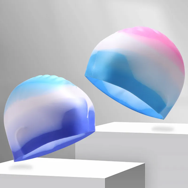Fashion Solid Color Silicone High Elastic Swimming Cap for Women
