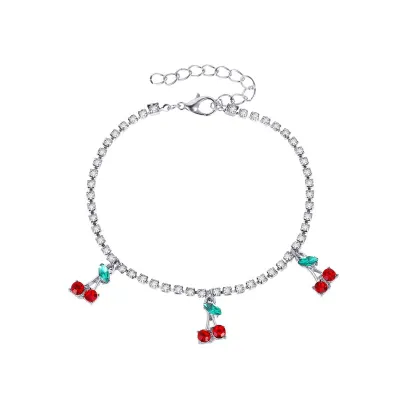 Women's Rhinestone Cherry Anklet Summer Jewelry