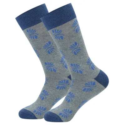 Men's Fashion Casual Stripe Long Cotton Socks with Diamond Pattern