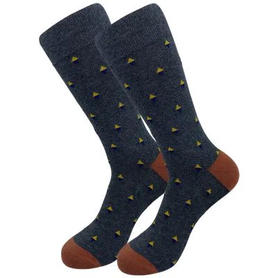 Men's Fashion Casual Stripe Long Cotton Socks with Diamond Pattern