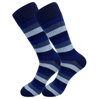 Men's Fashion Casual Stripe Long Cotton Socks with Diamond Pattern