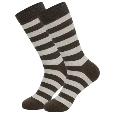 Men's Fashion Casual Stripe Long Cotton Socks with Diamond Pattern