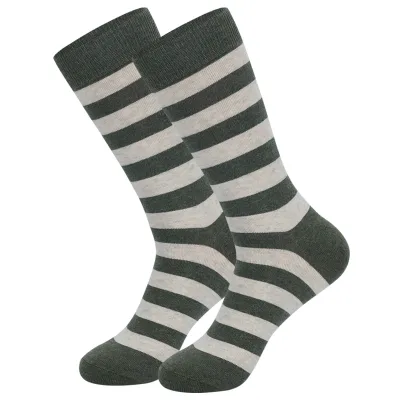 Men's Fashion Casual Stripe Long Cotton Socks with Diamond Pattern