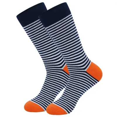 Men's Fashion Casual Stripe Long Cotton Socks with Diamond Pattern