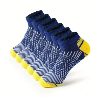 Men Contrast Color Breathable Cotton Sports Socks