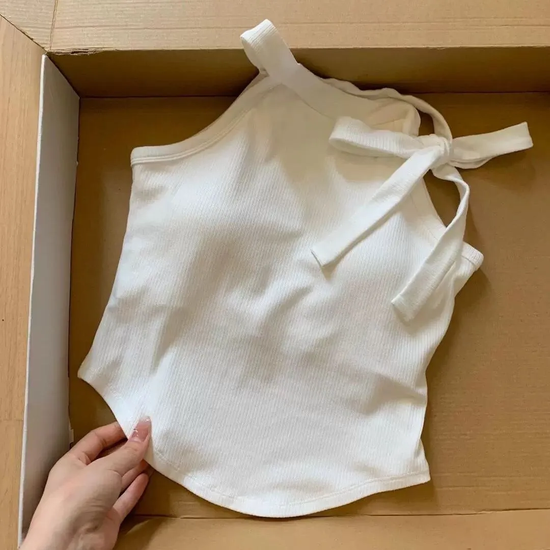 Kids Girls Summer Lace-Up Neck Cotton Camisole Sleeveless Top