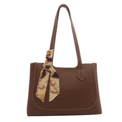 Women Fashion Casual Solid Color Large Capacity PU Ribbon Tote Bag