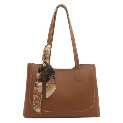 Women Fashion Casual Solid Color Large Capacity PU Ribbon Tote Bag