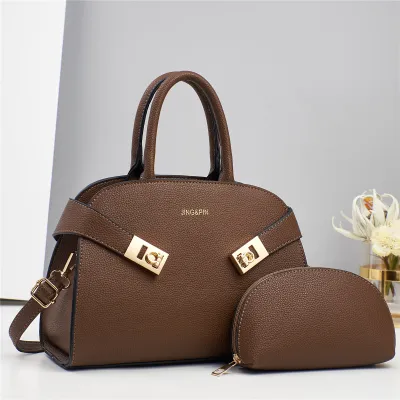 Women Urban Simplicity Solid Color PU Large Capacity Child-Mother Bag Two-Piece Set Handbag