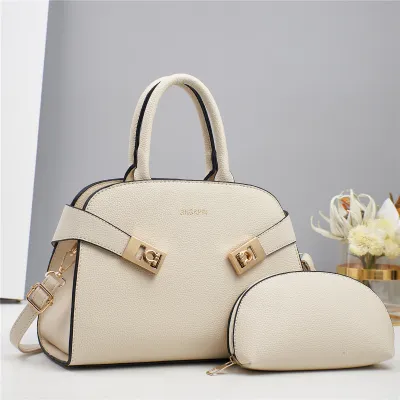 Women Urban Simplicity Solid Color PU Large Capacity Child-Mother Bag Two-Piece Set Handbag