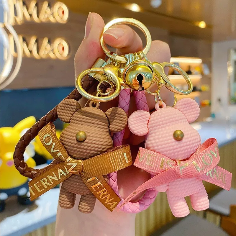 Fashion Cute Bear Rabbit Duck Key Chain Pendant, Soft PVC Rubber, Light Luxury for Christmas Valentine's Day