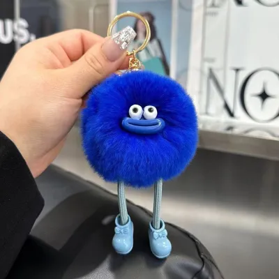 Cute Rabbit Fur Plush Car Keychain Pendant