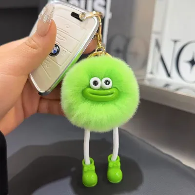 Cute Rabbit Fur Plush Car Keychain Pendant
