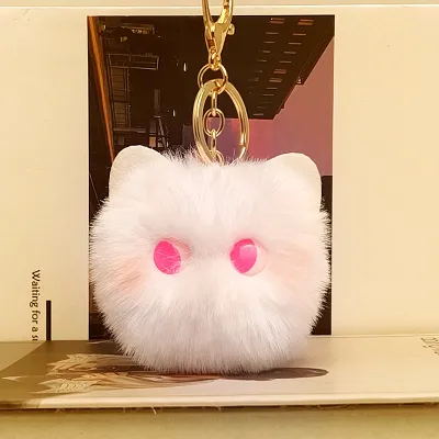 Cartoon Cute Blush Plush Cat Pendant Keychain Car Ornament