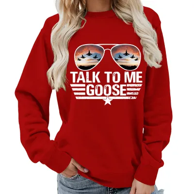 Women Casual Printed Street Hipster Loose Sweatshirt