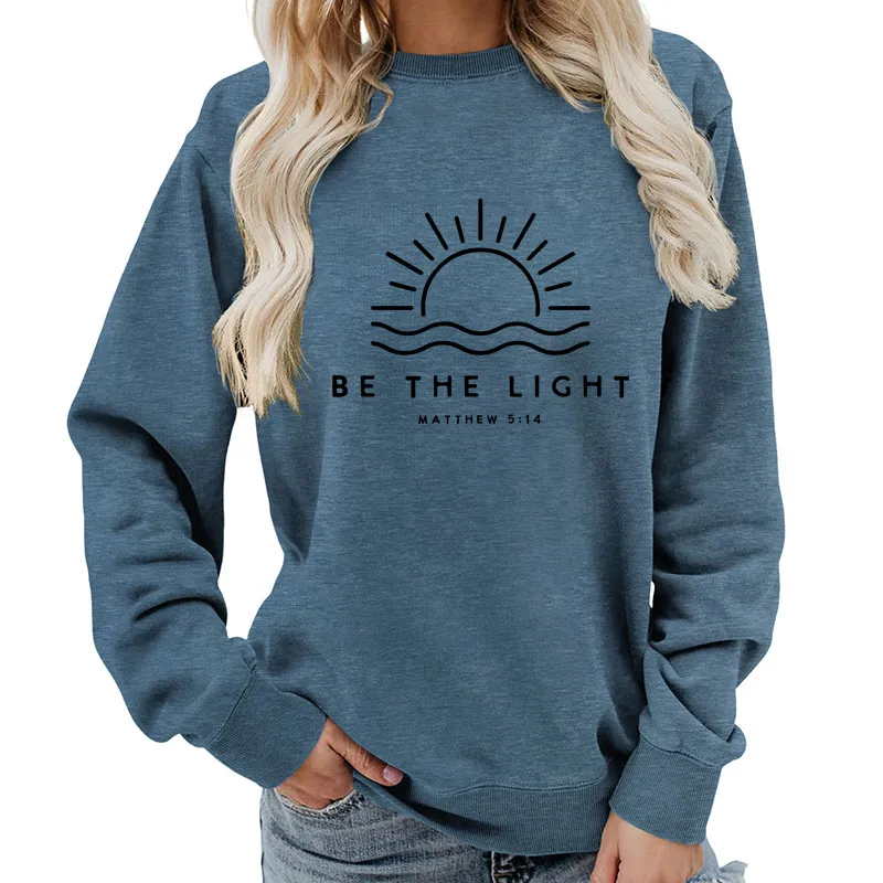 Women Casual Printed Street Hipster Cotton Blend Loose Fit Pullover Sweatshirt