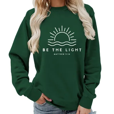 Women Casual Printed Street Hipster Cotton Blend Loose Fit Pullover Sweatshirt
